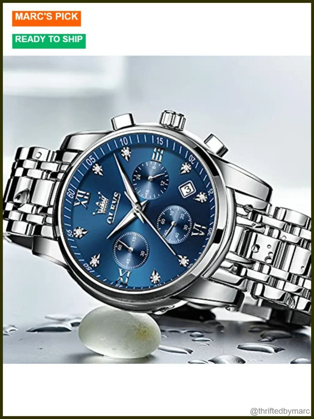 Men Multifunction Watch Waterproof Luminous Chronograph Stainless Steel